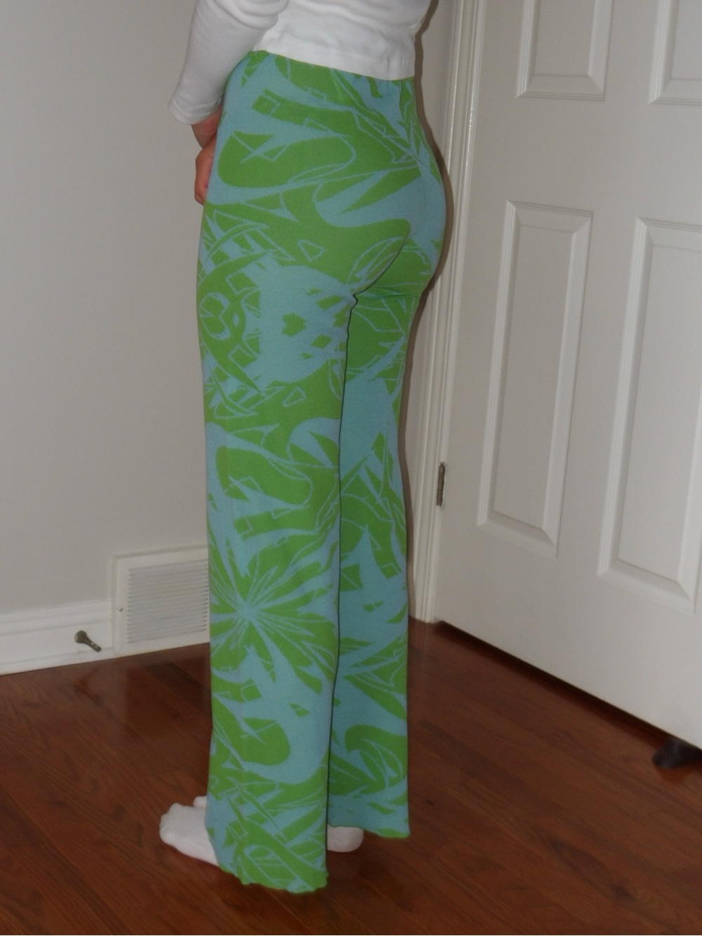 Paloma Wool Green and Light Blue Knit Wide-Leg Pants
